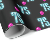 Papier Cadeau 75e anniversaire Neon avec ballon (Coin rond)