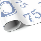 Papier Cadeau 75e anniversaire Numéro Motif 75 Bleu et blanc (Coin rond)