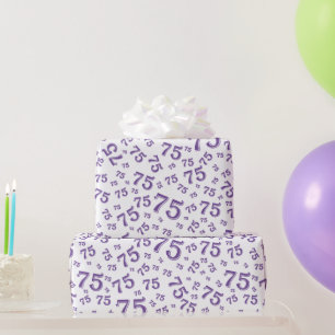 Papier Cadeau 75e anniversaire Random Numéro Motif 75 Violet