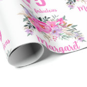 Papier Cadeau 75e anniversaire rose floral (Coin rond)