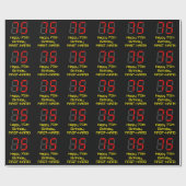Papier Cadeau 75e anniversaire : Rouge Digital Clock Style "75"  (Plat)