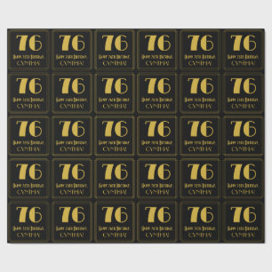 Papier Cadeau 76e anniversaire ~ Art Déco Inspiré "76", Nom
