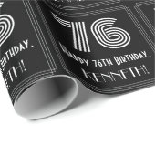 Papier Cadeau 76e anniversaire : Art Déco Inspiré Look "76" avec (Coin rond)
