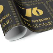 Papier Cadeau 76e anniversaire - Art Déco Inspiré Look "76" & No (Coin rond)