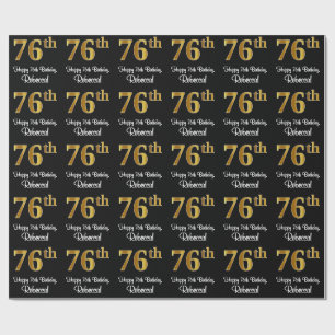 Papier Cadeau 76e anniversaire : Elégant luxe Faux Gold Look #