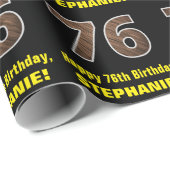 Papier Cadeau 76e anniversaire : Nom et Faux Motif de grains de (Coin rond)