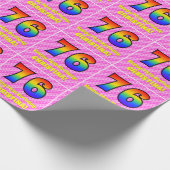 Papier Cadeau 76e anniversaire : Pink Stripes & Hearts, Arc en c (Coin)