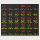 Papier Cadeau 76e anniversaire : Rouge Digital Clock Style "76"  (Plat)