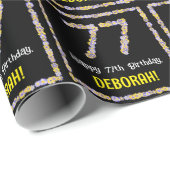 Papier Cadeau 77e anniversaire : Floral Flowers Numéro, Nom pers (Coin rond)