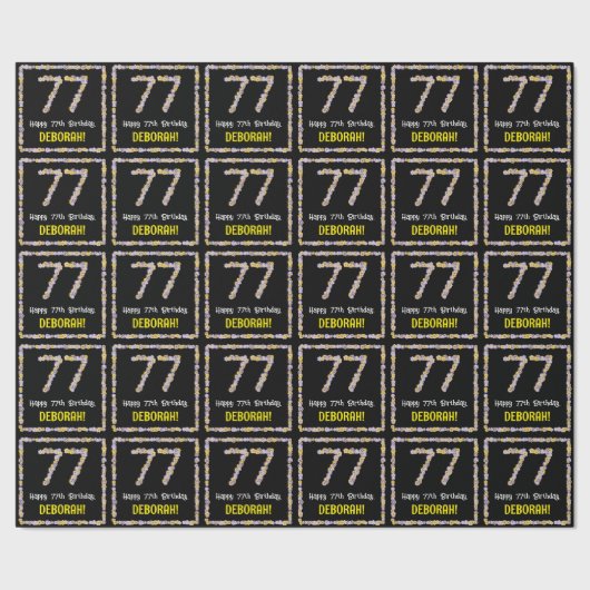 Papier Cadeau 77e anniversaire : Floral Flowers Numéro, Nom pers (Couture)