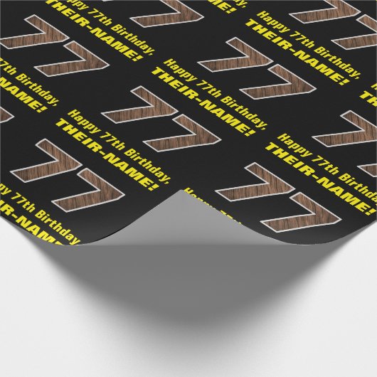 Papier Cadeau 77e anniversaire : Nom et Faux Motif de grains de  (Coin)