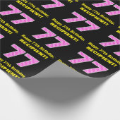 Papier Cadeau 77ème anniversaire : Pink Stripes and Hearts "77"  (Coin)