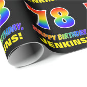 Papier Cadeau 78e anniversaire : Bold, amusant, simple, arc-en-c (Coin rond)