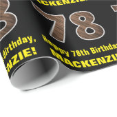 Papier Cadeau 78e anniversaire : Nom et Faux Motif de grains de  (Coin rond)