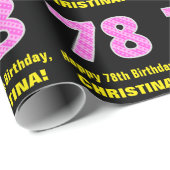 Papier Cadeau 78e anniversaire : Pink Stripes and Hearts "78" +  (Coin rond)