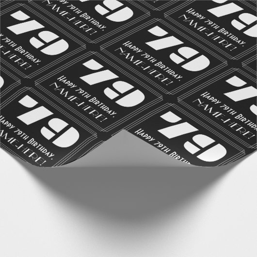 Papier Cadeau 79e anniversaire : Art Déco Inspiré Look "79" & No (Coin)