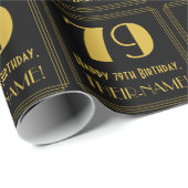 Papier Cadeau 79e anniversaire ~ Art Déco Inspiré Look "79", Nom (Coin rond)