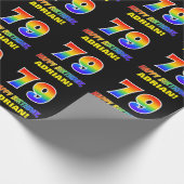 Papier Cadeau 79e anniversaire : Bold, amusant, simple, arc-en-c (Coin)