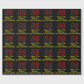 Papier Cadeau 79e anniversaire : Rouge Digital Clock Style "79"  (Plat)
