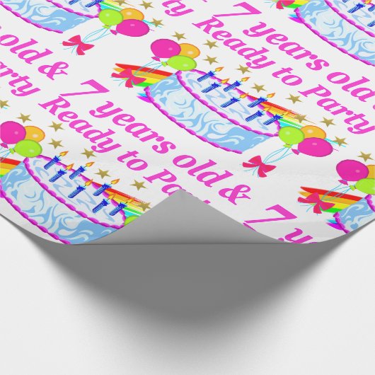 PAPIER CADEAU 7 ANS ET PRÊT À FÊTER L'ANNIVERSAIRE (Coin)