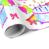 PAPIER CADEAU 7 ANS ET PRÊT À FÊTER L'ANNIVERSAIRE (Coin rond)