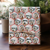 Papier Cadeau 7 Photo Collage - motif hexagone funky - rouge