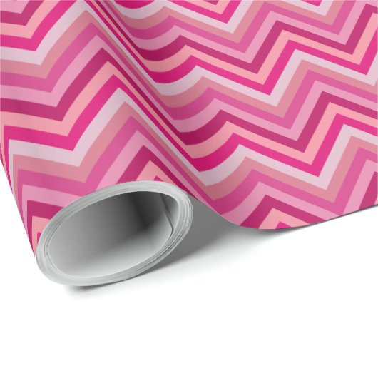 Papier Cadeau 7 Tailles rose Zig Zag (Coin rond)