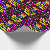 Papier Cadeau 7e anniversaire : Amour Hearts Motif, Arc-en-ciel (Coin)