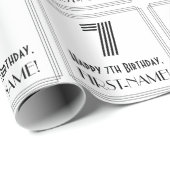 Papier Cadeau 7e anniversaire : Art Déco Style inspiré "7" + Nom (Coin rond)