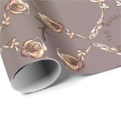 Papier Cadeau 7e anniversaire Mariage Rose copperie (Coin rond)