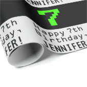 Papier Cadeau 7e anniversaire - Nerdy / Geeky Style "7" et nom (Coin rond)