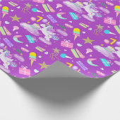 Papier Cadeau 7e anniversaire Unicorn Motif pourpre (Coin)