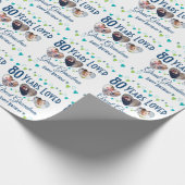 Papier Cadeau 80 ans photo personnalisée aimée (Coin)