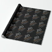 Papier Cadeau 80 et fabuleux Elegant Black 80e anniversaire (Déroulé)