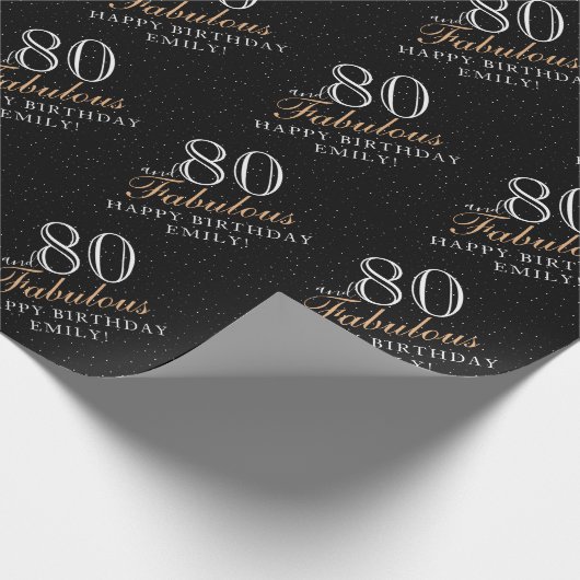 Papier Cadeau 80 et fabuleux Elegant Black 80e anniversaire (Coin)