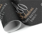 Papier Cadeau 80 et fabuleux Elegant Black 80e anniversaire (Coin rond)