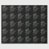 Papier Cadeau 80 et fabuleux Elegant Black 80e anniversaire (Plat)