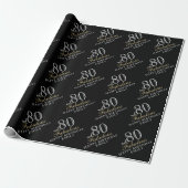 Papier Cadeau 80 et fabuleux Elegant Black 80e anniversaire (Déroulé)