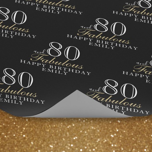 Papier Cadeau 80 et fabuleux Elegant Black 80e anniversaire