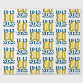 Papier Cadeau 80e anniversaire Blue Gold (Plat)