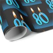 Papier Cadeau 80e anniversaire bougies avec boules (Coin rond)