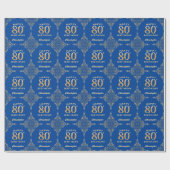 Papier Cadeau 80e anniversaire Cadre Parties scintillant bleu et (Plat)