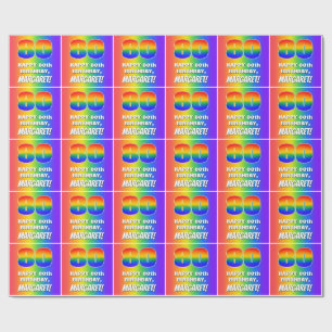Papier Cadeau 80e anniversaire : Coloré, amusant Motif arc-en-c