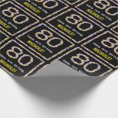 Papier Cadeau 80e anniversaire : Floral Flowers Numéro, Nom pers (Coin)