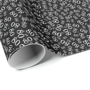 Papier Cadeau 80e anniversaire Noir/Blanc Motif (S)