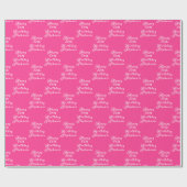 Papier Cadeau 80e anniversaire Nom de fête Hot rose Motif modern (Plat)