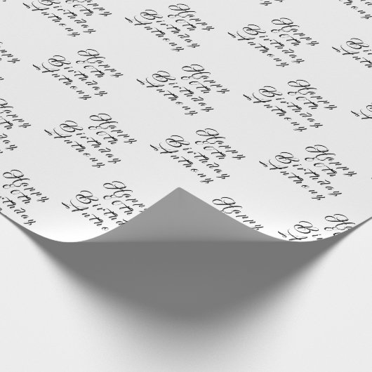 Papier Cadeau 80e anniversaire Nom de fête Noir Motif moderne (Coin)