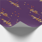 Papier Cadeau 80e anniversaire or violet bonjour 80 typographie (Coin)