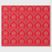 Papier Cadeau 80e anniversaire Parties scintillant rouge et or (Plat)