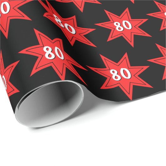 Papier Cadeau 80e anniversaire Red Star (Coin rond)